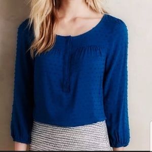 Maeve swiss dot scallop hem top